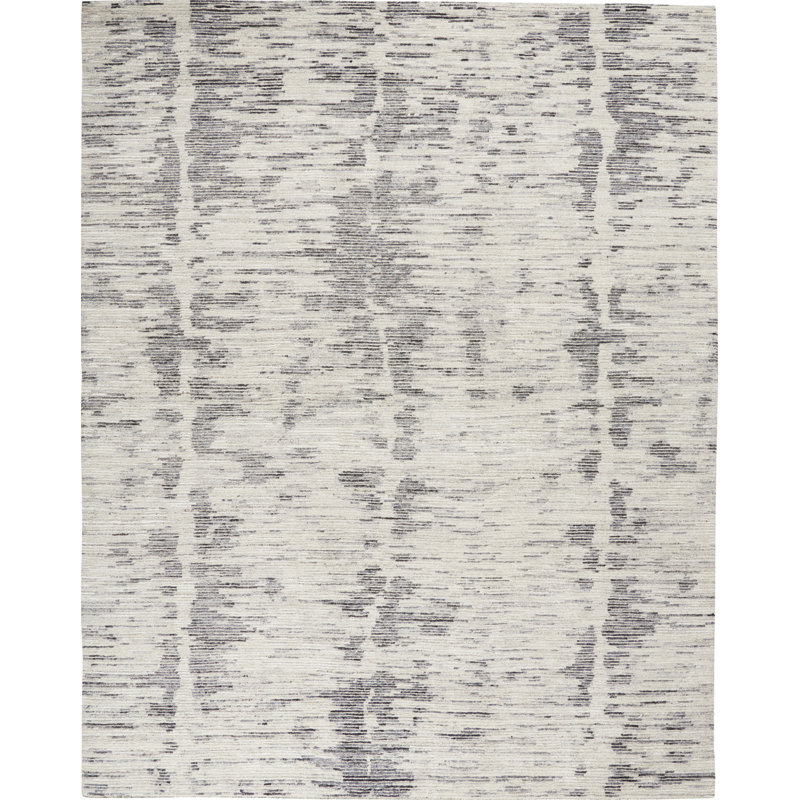 Tapis d'intérieur moderne gris anthracite Nourison Ocean 9 pi 9 po x 13 pi 9 po, Crème, Rectangle 9 pi 9 po x 13 pi 9 po
