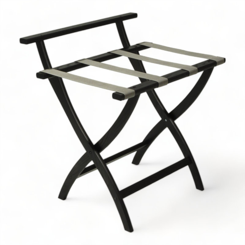 Porte-bagage en bois, gris, Noir