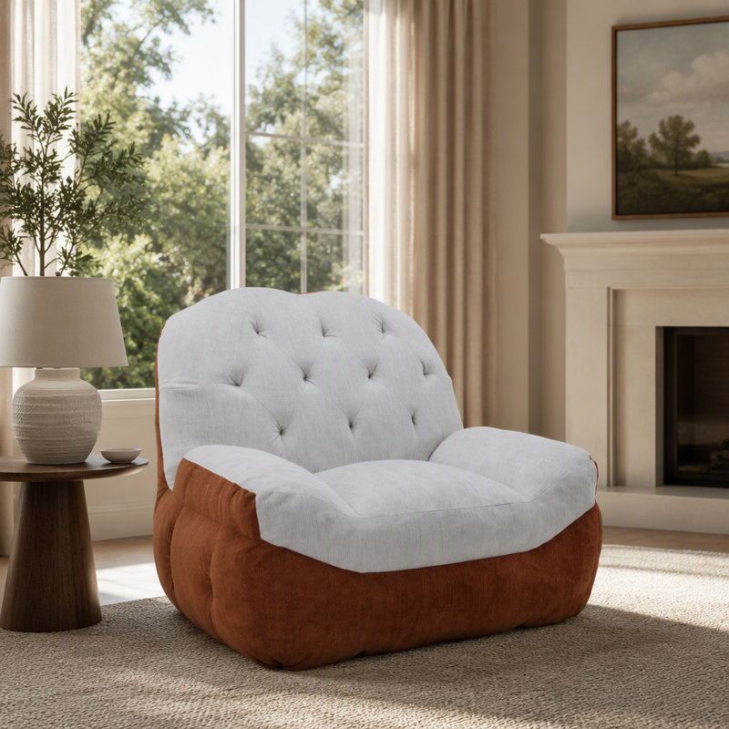 Canapé compact une place avec dossier enveloppant confortable et revêtement texturé doux pour une détente optimale.
