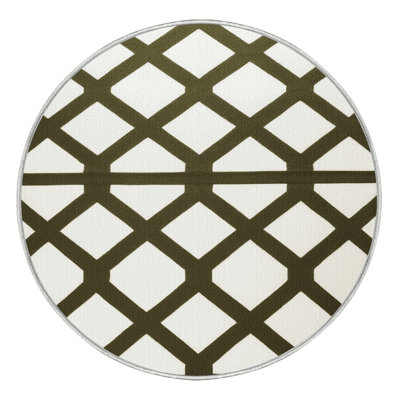 Machine Washable Trellis White Area Rug