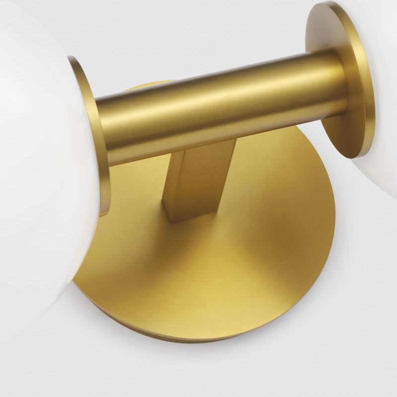 Sean Lavin Torian 2 Light Bathroom Bedroom Wall Fixture With Milk Clear Glass Mix Shade, Burnished Brass