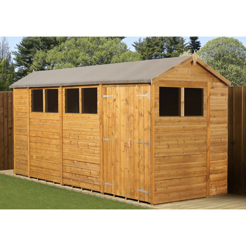 Modular Apex Garden Shed 14X6 With Windows Double Door