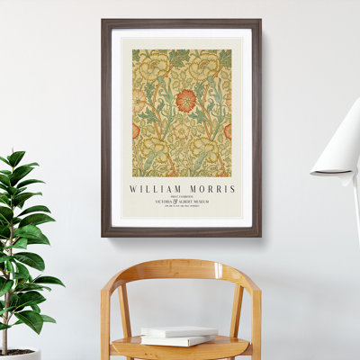 Pink and Rose Print by William Morris - Framed Print