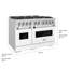 Cuisinière à double combustible ZLINE 48 po avec plaque de cuisson 8 brûleurs DuoPro et deux fours avec portes blanches ZLINE-128905009-128905011