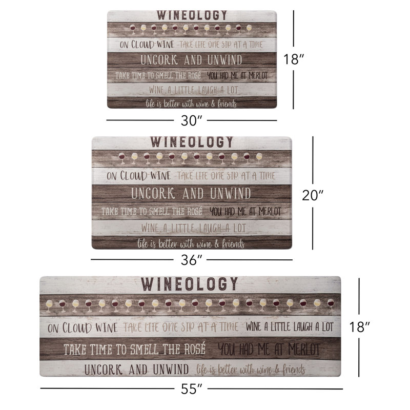 Tapis anti-fatigue Cozy Living Wineology, Tapis de couloir 1 pi 5,5 po x 4 pi 7 po