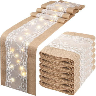 6 linen table flags with lights