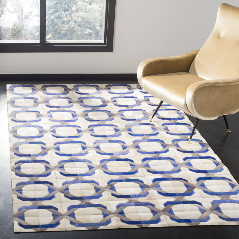 Cartwright Studio Leather Hand Woven Leather Geometric Rug, Rectangle 8' x 10'