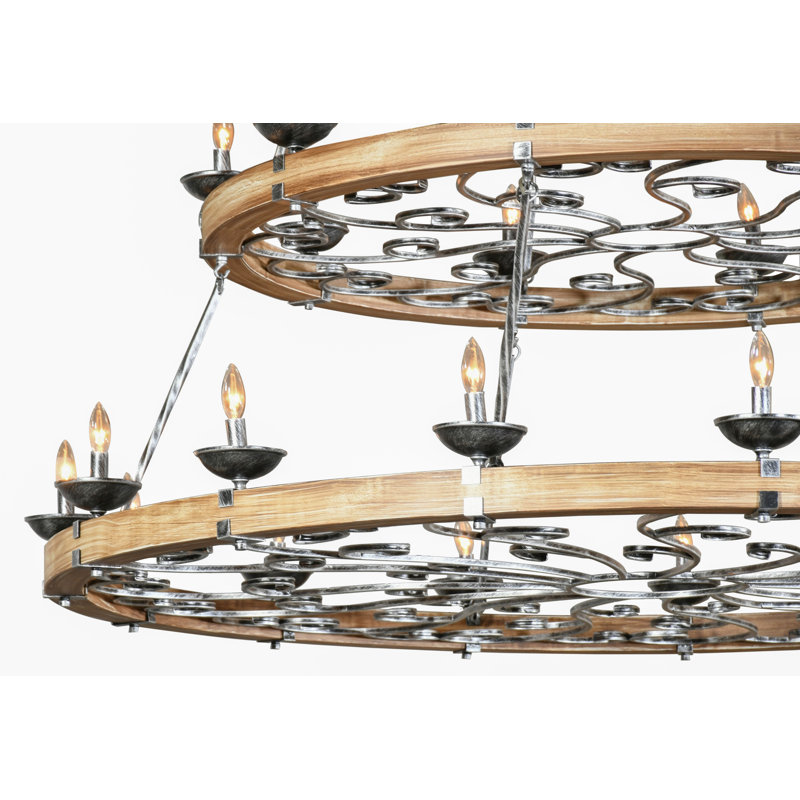 Ridgeline Rustic Wood and Metal Chandelier, 70.86" H x 70.86" W x 70.86" D