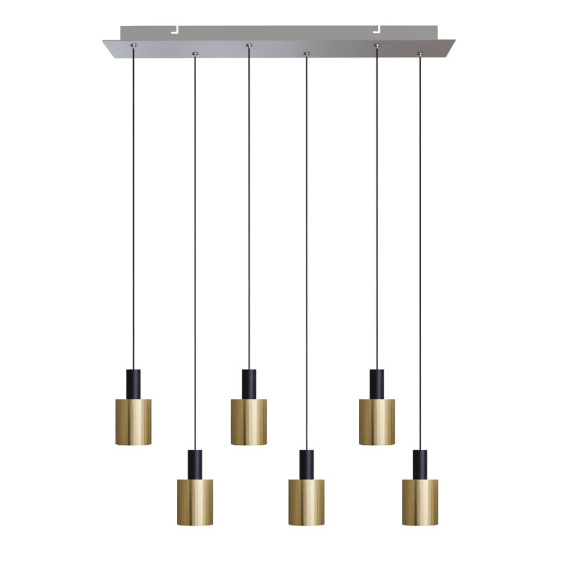 Essoura 6 - Light Cluster Pendant, Black/Brass