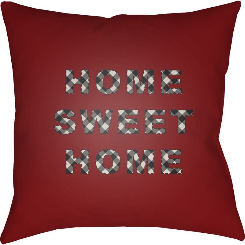  Indoor Outdoor Throw Pillow, 20" H x 20" W x 4" D, Red/Black/Neutral