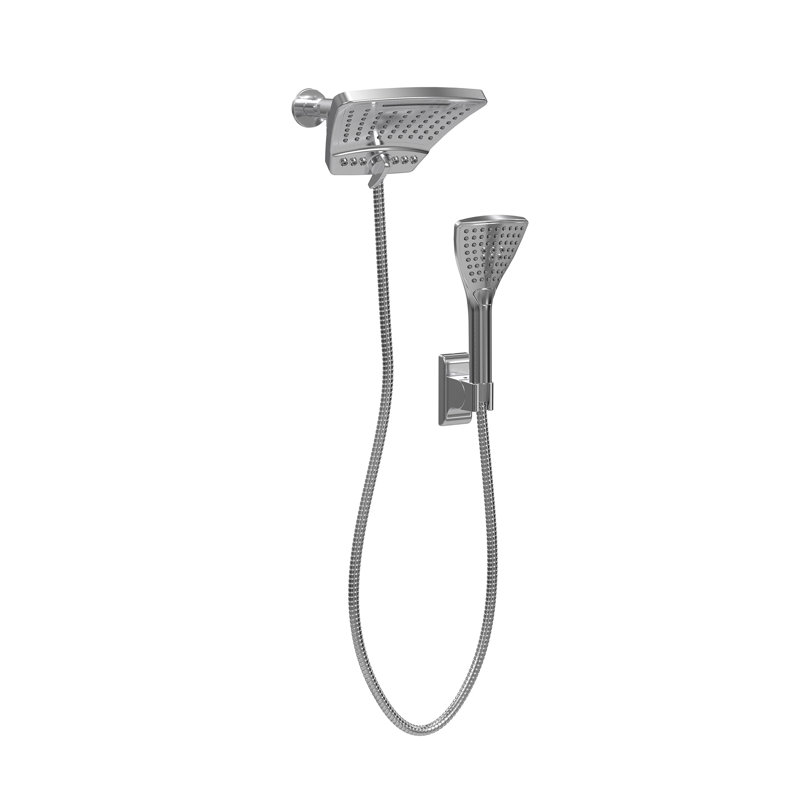 PowerShot 8-in Drill-less Shower System with Multi-function Showerhead and Multi-fucntion Handshower 1.8 GPM, Chrome