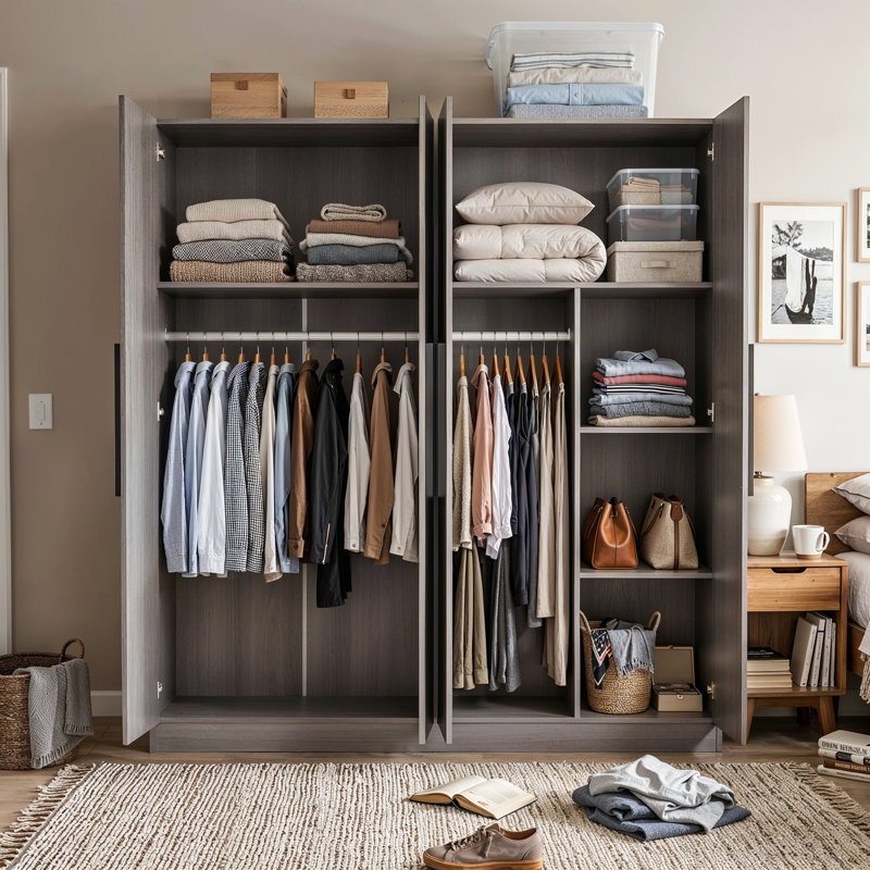 Armoire Aadi, Gris / Noir