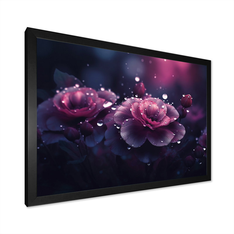 «Mauve Serene Magnolias II», reproduction sur toile encadrée, H 12 po x l 20 po x P 1 po, Cadre photo noir