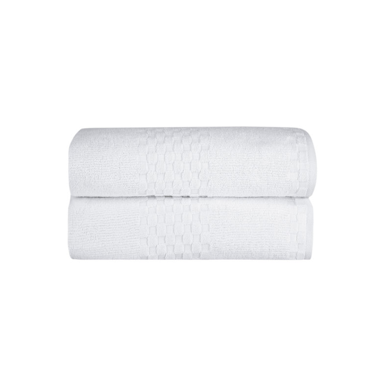 Yochman 100% Cotton Plush Jacquard Bath Sheet, White