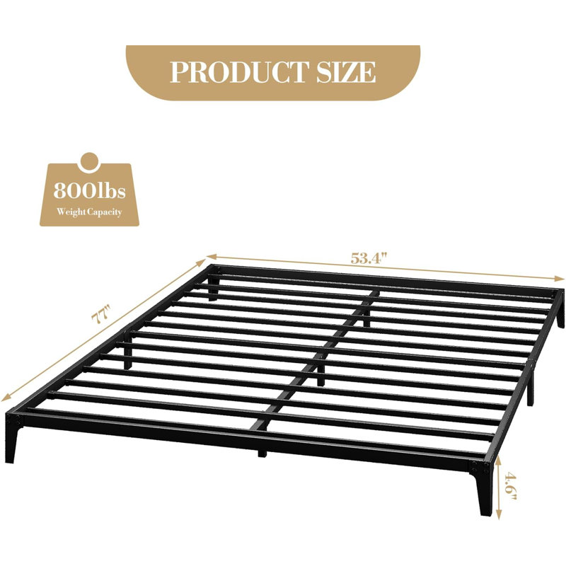 6 Inch Full Metal Platform Bed Frame, Heavy Duty Steel Slats, Under-Bed Storage