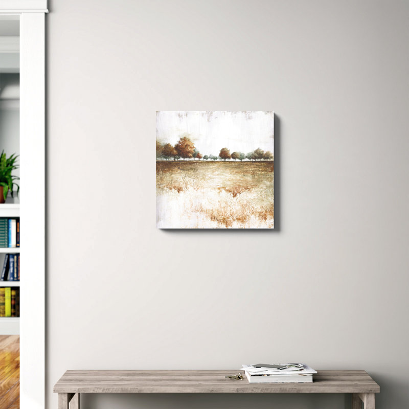 «Meadow with Trees White and Rust», reproduction d'art sur toile tendue, H 20 po x l 20 po