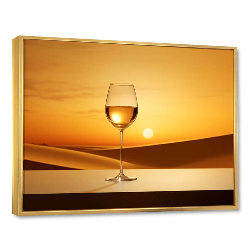 Décoration murale verre à champagne Aperitifs Aura, Cadre flottant doré, H 34 po x l 44 po x P 1,5 po