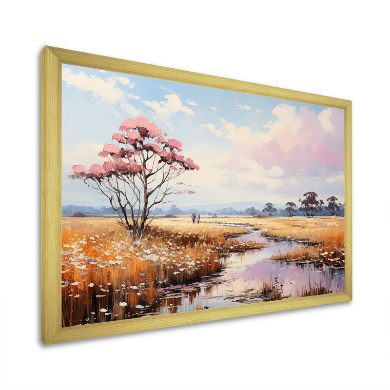 " Praires Tranquil Plains Wonderland ", Gold Single Picture Framed, 12" H x 20" W x 1" D