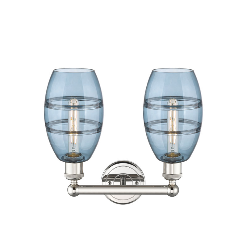 Éclairage pour meuble-lavabo à 2 lumières Kusham, Bleu princesse, Nickel poli