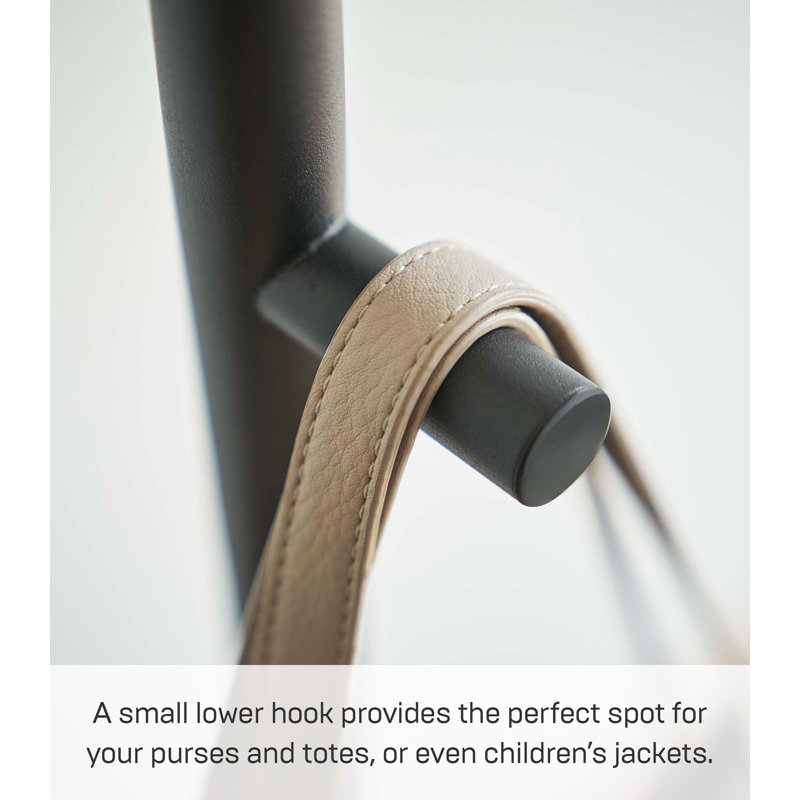 Black Steel and Wood Minimalist Coat Rack