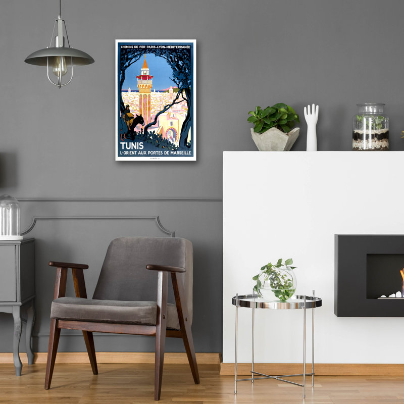 «Tunis» par Vintage Posters, art en verre acrylique Wal, H 24 po x l 16 po