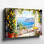Art mural sur toile, terrasse méditerranéenne ensoleillée, bord de la citronnelle et vue sur la mer-117770388