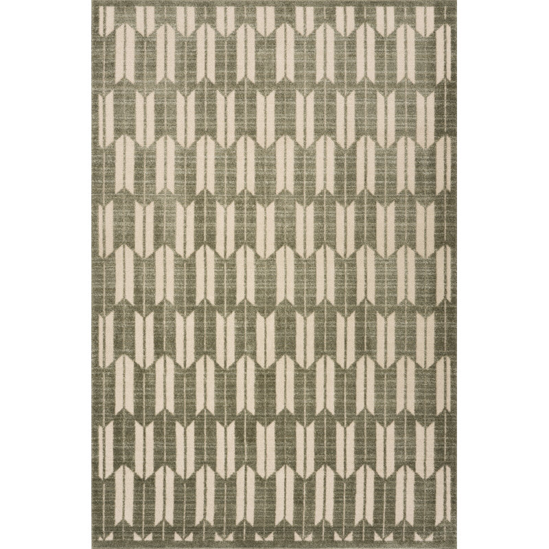  Rovelle Geometric Modern Area Rug, Rectangle 8' x 10', Green