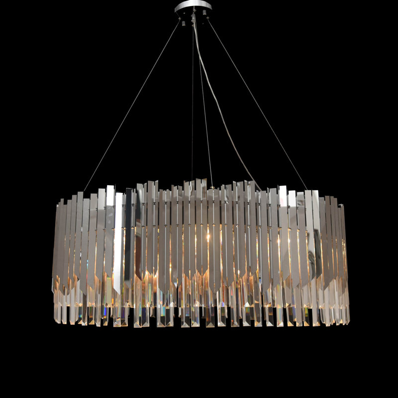 Lustre géométrique 8 lumières unique/avec accents de cristal Jed, Chrome
