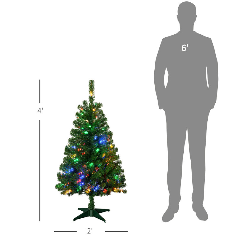 Arbre de Noël artificiel de 4 pi de hauteur avec 208 branches, 100 lumières DEL blanc chaud ou coloré, ouverture automatique
