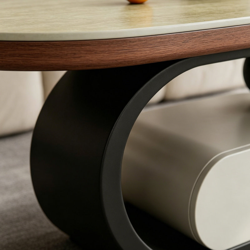 Table basse mobile en ardoise avec tiroir de rangement, H 17,71 po x L 39,37 po x l 19,68 po, Noir / blanc