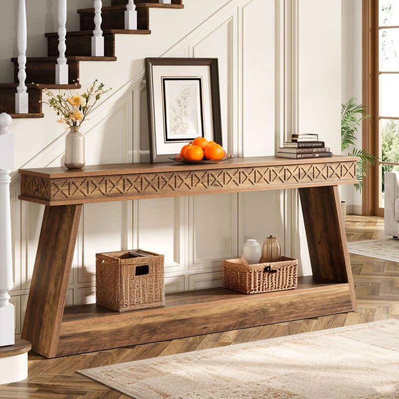 Table d'entrée 70,87 po avec console et rangement Farmhouse, Brun