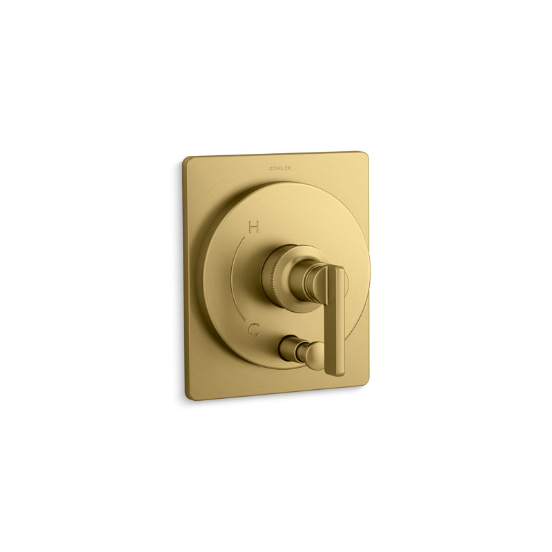 Castia by Studio McGee Rite-Temp Valve Trim with Push-Button Diverter, Vibrant Brushed Moderne Brass