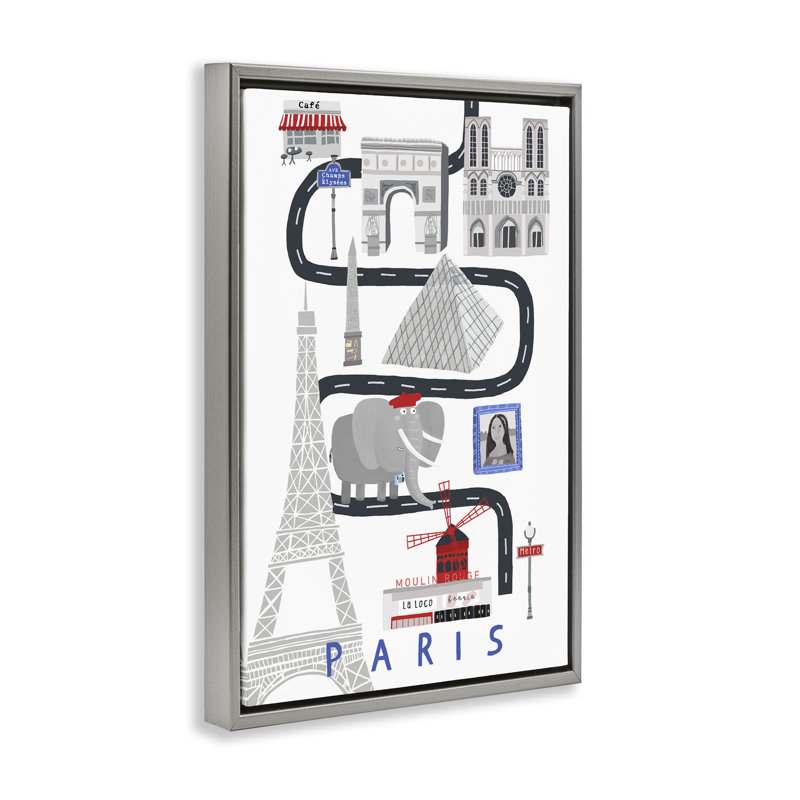 Cadre flottant Paris City, par Carla Daly, Cadre flottant gris lustré, H 25 po x l 17 po