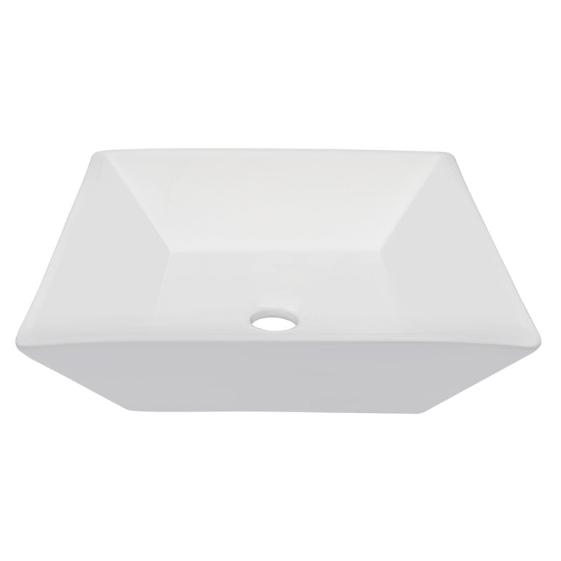 Novatto 16'' White Ceramic Square Bathroom Sink