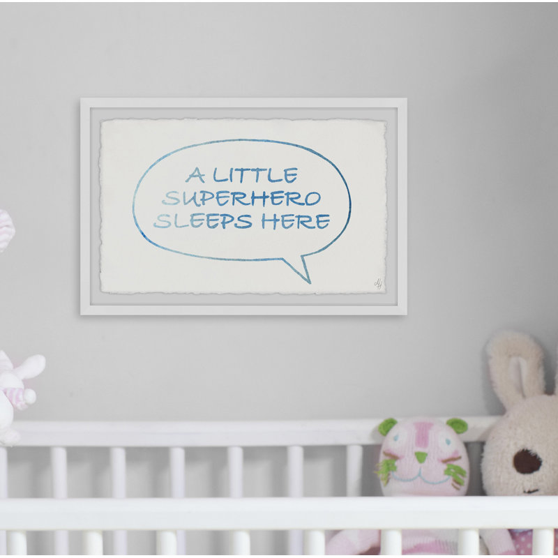 «Superhero Sleep Here Bubble Box» par Fianna, reproduction encadrée, H 30 po x l 45 po x P 1,5 po