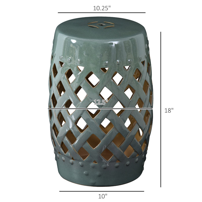 Tabouret de piscine en céramique avec motif tissé, table de bout décorative fonctionnelle pour l'extérieur, ornement, fabrication