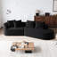 Canapé modulaire 112 pouces 4 places en chenille de 112 po de couleur noire avec coussins décoratifs, siège confortable pour regarder la télévision, mousse haute résilience, aucun assemblage requis, très grand et spacieux-1581170197-1581170187