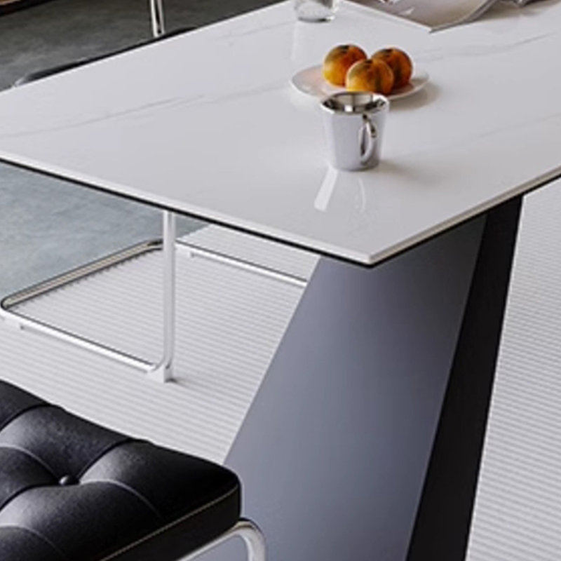 Solid wood dining table black simple ash wood, White, 29.53"H x 78.74"L x 31.5"W