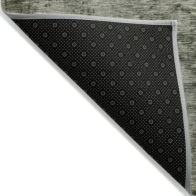 3' X 5' Fern Green Gold And Gray Abstract Washable Indoor Outdoor Area Rug