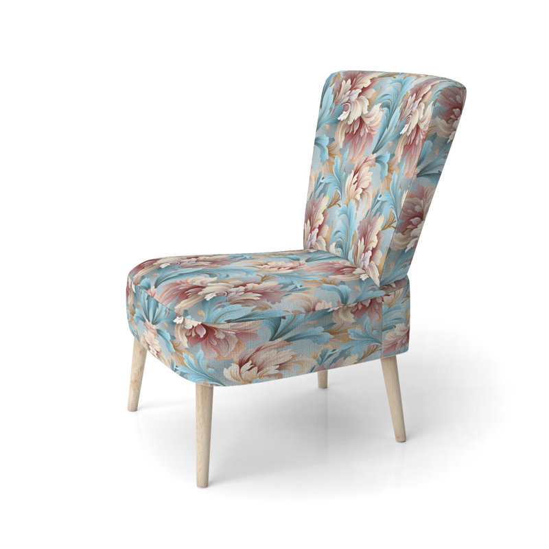 Chaise d'appoint rembourrée bohémienne et éclectique rose et bleue
