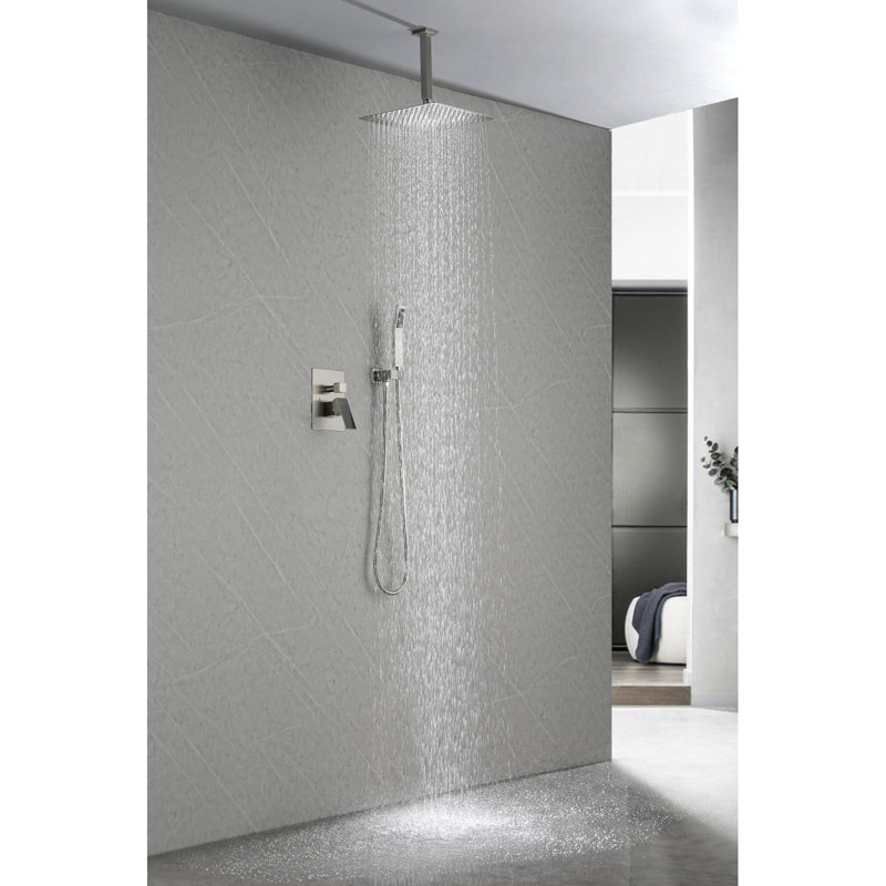 Rain Shower Head High Pressure Rainfall Showerhead Water Saving, Brushed Nickel