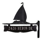 Cast Aluminum One Line Post Sign with Sailboat Ornament