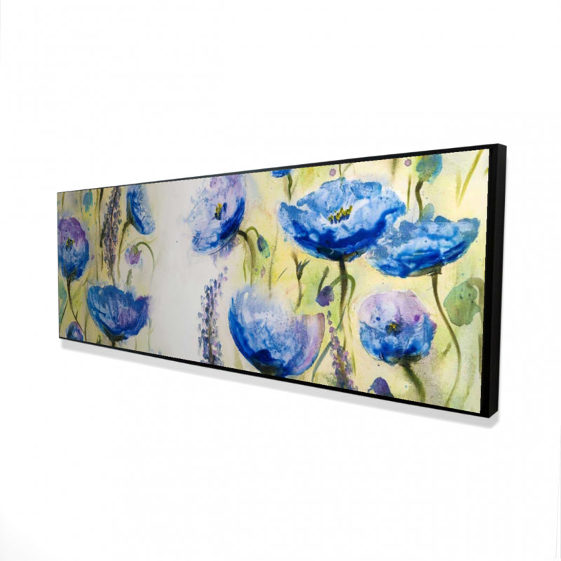 Jardin bleu - toile encadrée 16 po x 48 po