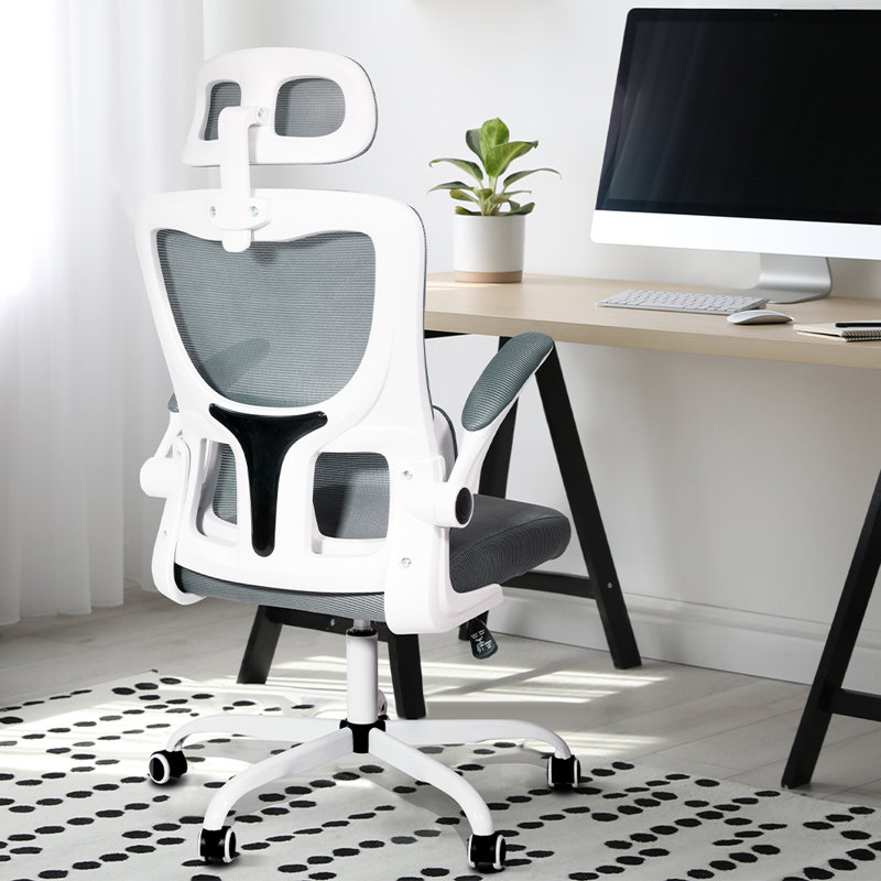 Chaise de travail ergonomique en filet Keli-Anne, Blanc, gris