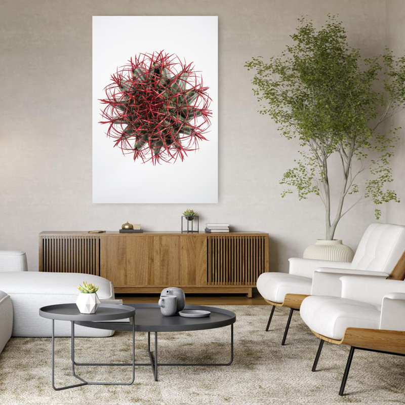 Art contemporain contemporain avec cactus, H 48 po x l 32 po