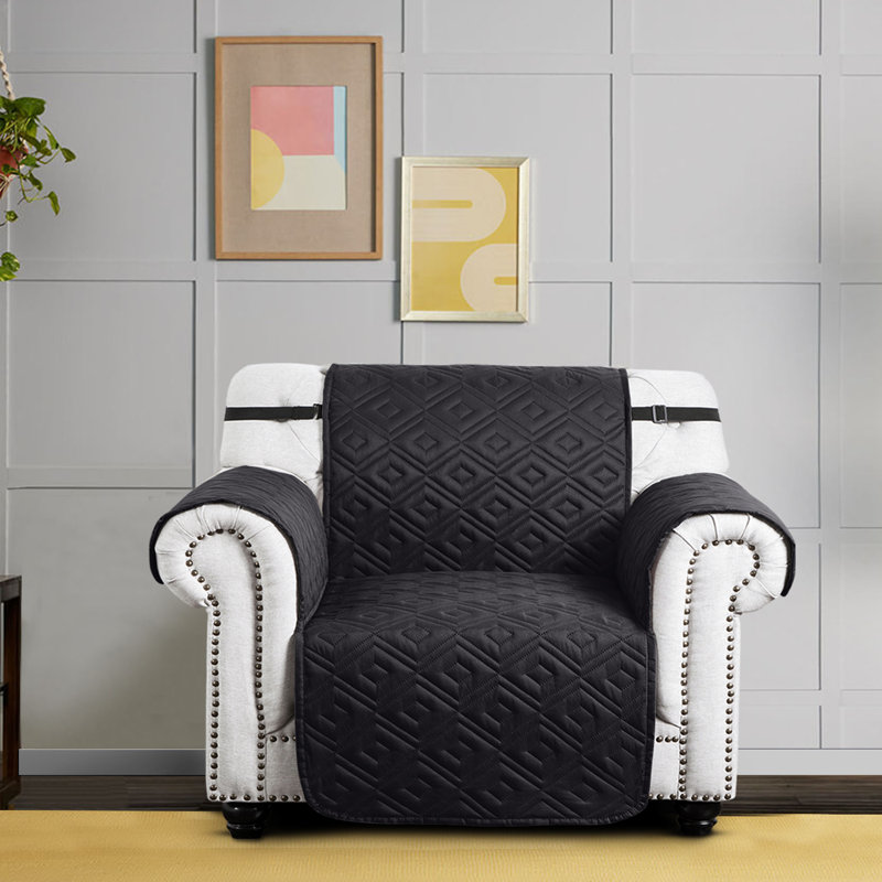 Box Cushion Sofa Slipcover, Black/Dark Grey