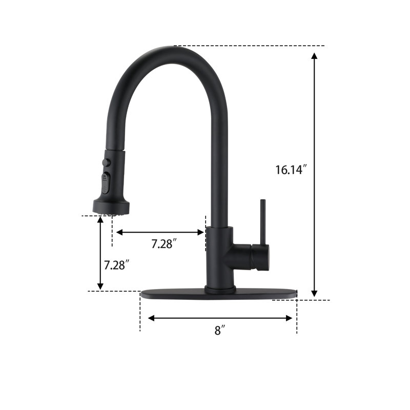 RENIST Yorba Pull Down Kitchen Faucet, Black
