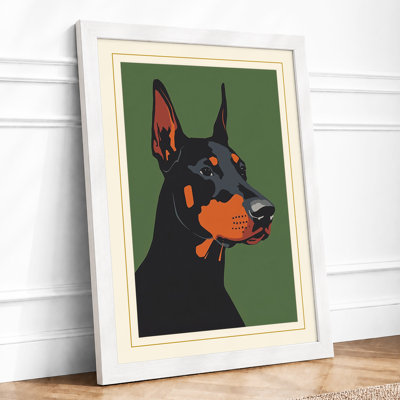 Doberman Portrait Modern - Framed Print
