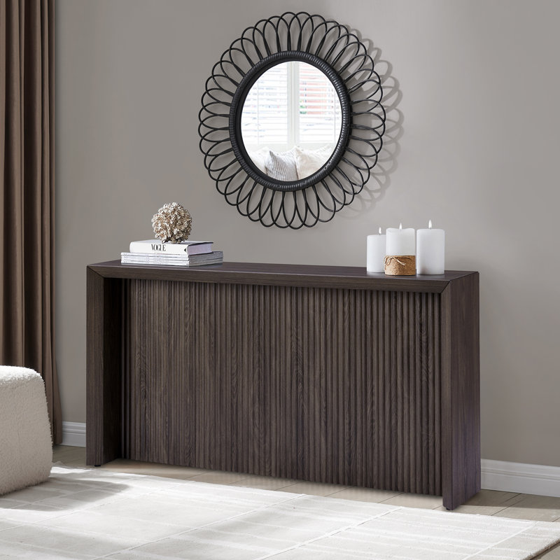 Console cannelée de 56 po avec base solide en brun aulne Piedmont, Brun aulne