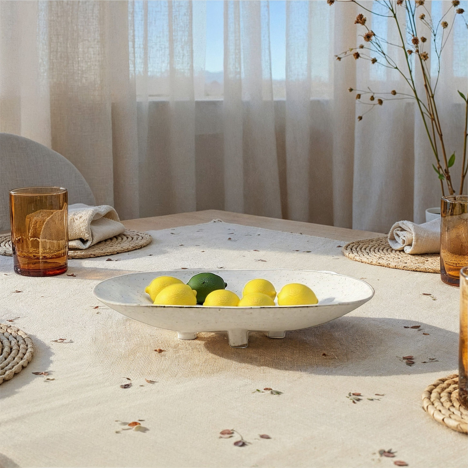 Speckled Stoneware Footed Platter